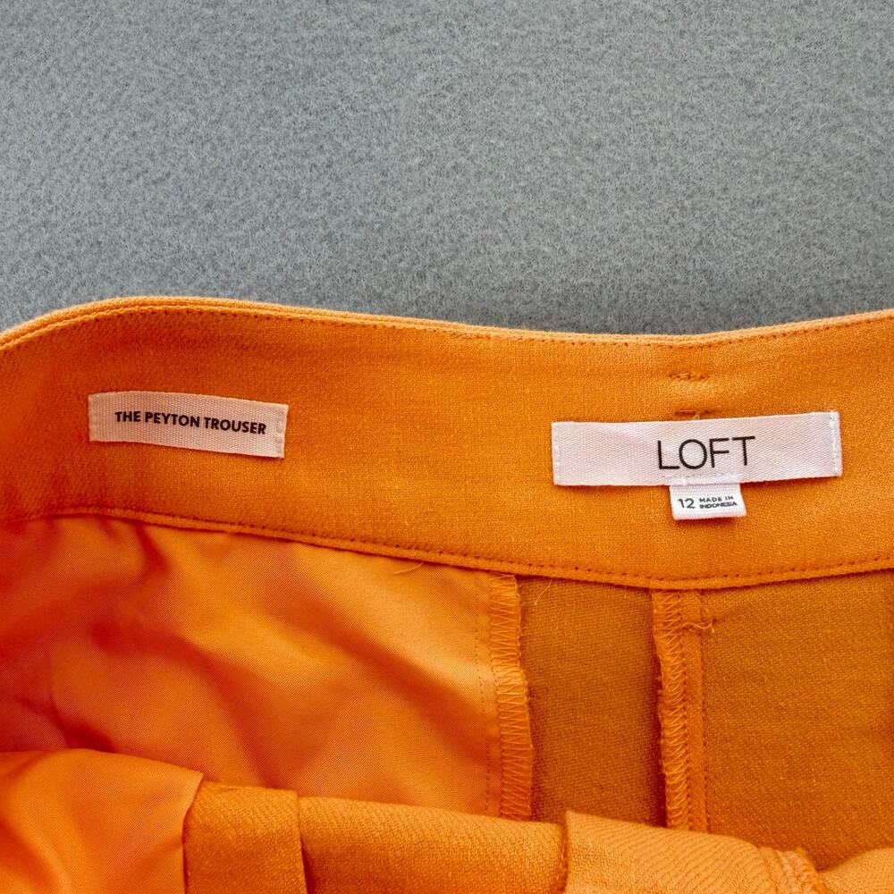 LOFT The Peyton Pastel Orange Cotton Linen High Rise Wide Leg Trouser Pants - Picture 8 of 9